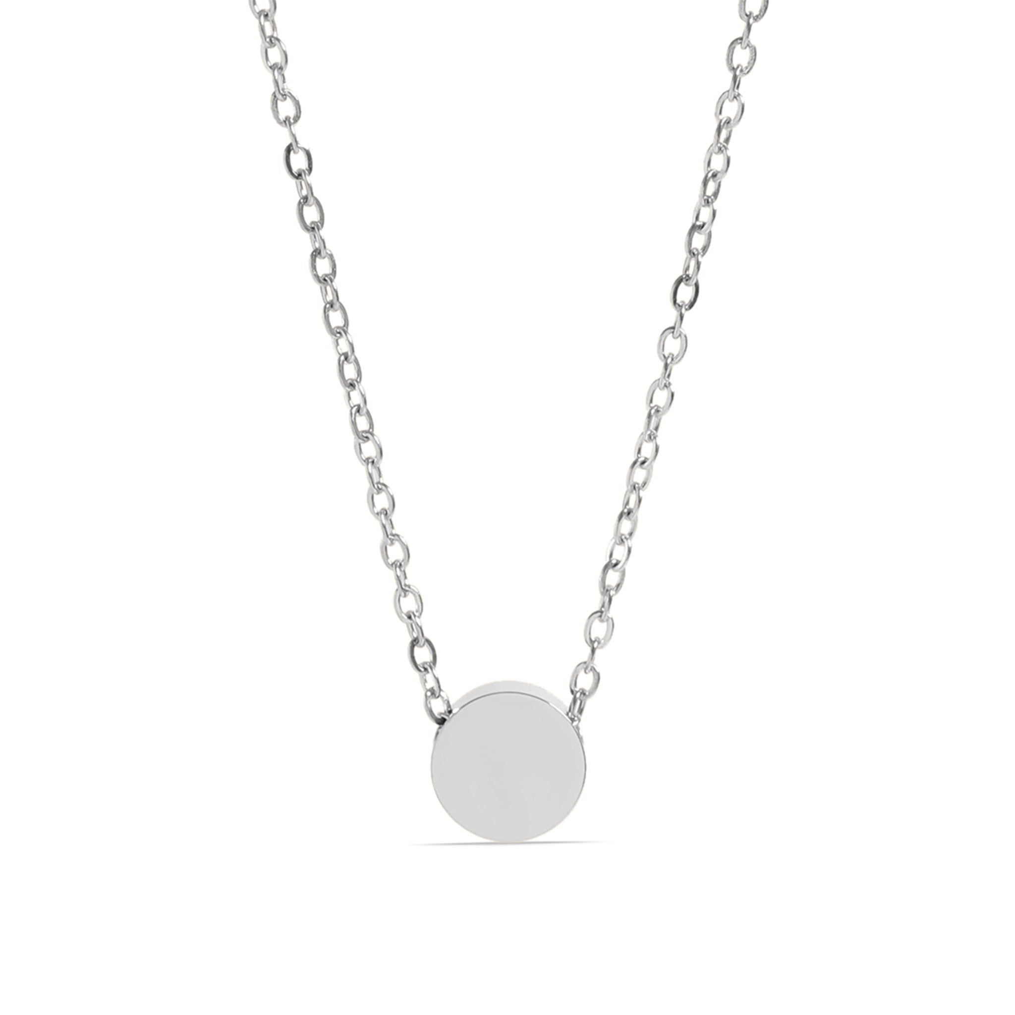 18K Gold Mini Necklace – Polished Stainless Steel 18 Inch Chain With Engravable Circle Pendant - Necklaces | Sunflower Soul Boutique