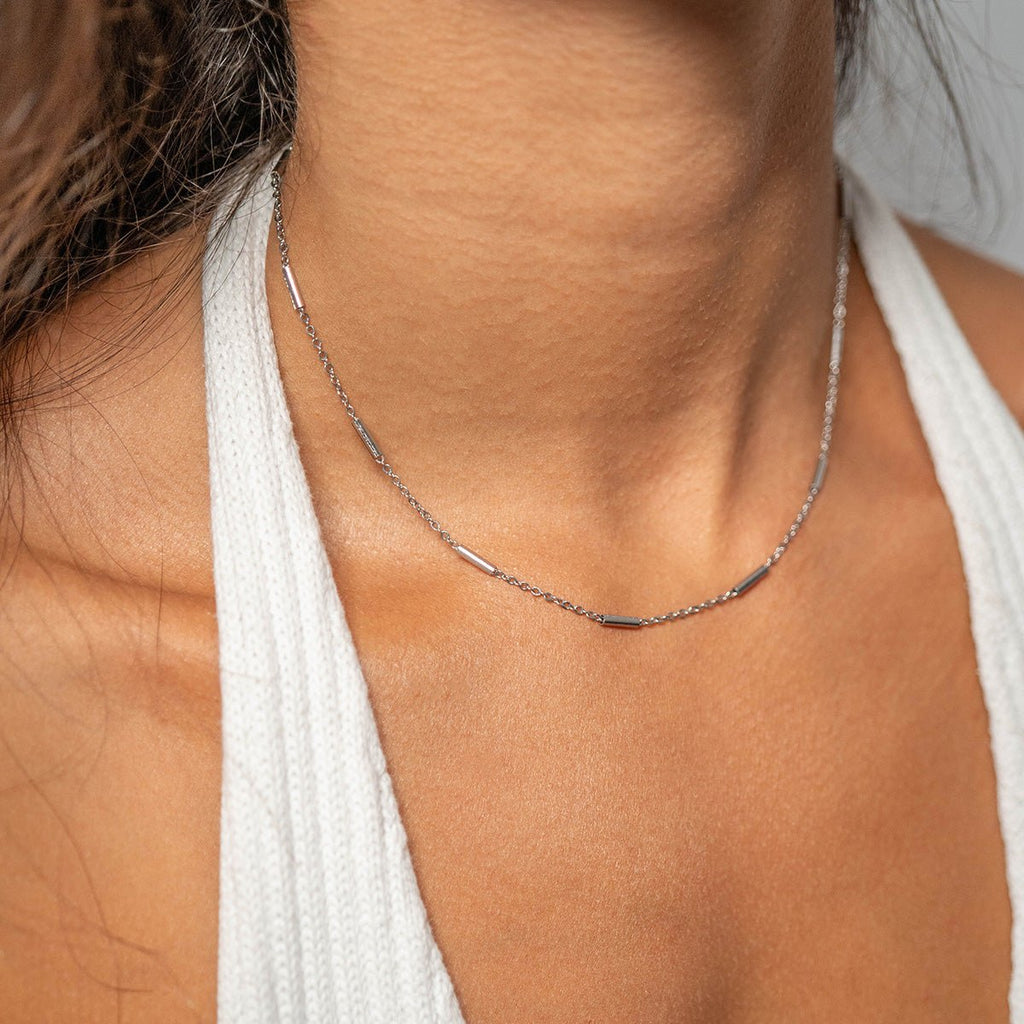 18K Gold Necklace – Minimalist Satellite Chain With Dainty Bar | Stainless Steel Jewelry - Necklaces | Sunflower Soul Boutique