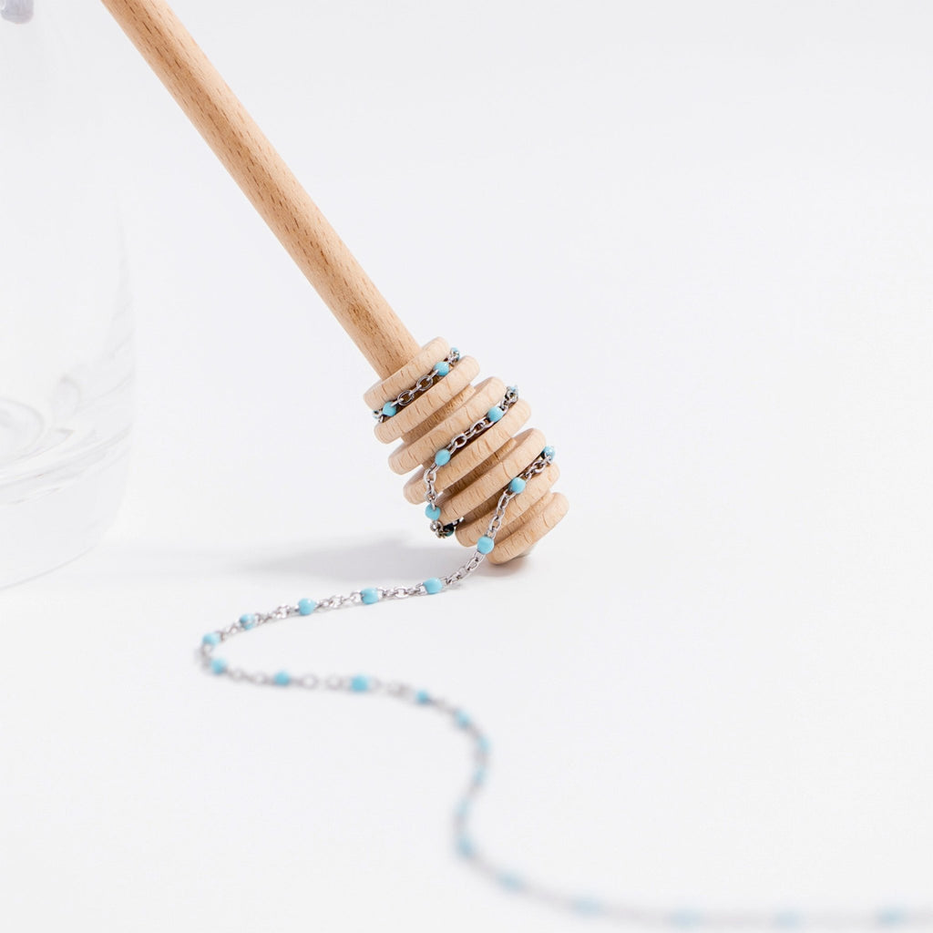 18K Gold Necklace – Turquoise Bead Chain | Boho Style Jewelry, Stainless Steel - Necklaces | Sunflower Soul Boutique