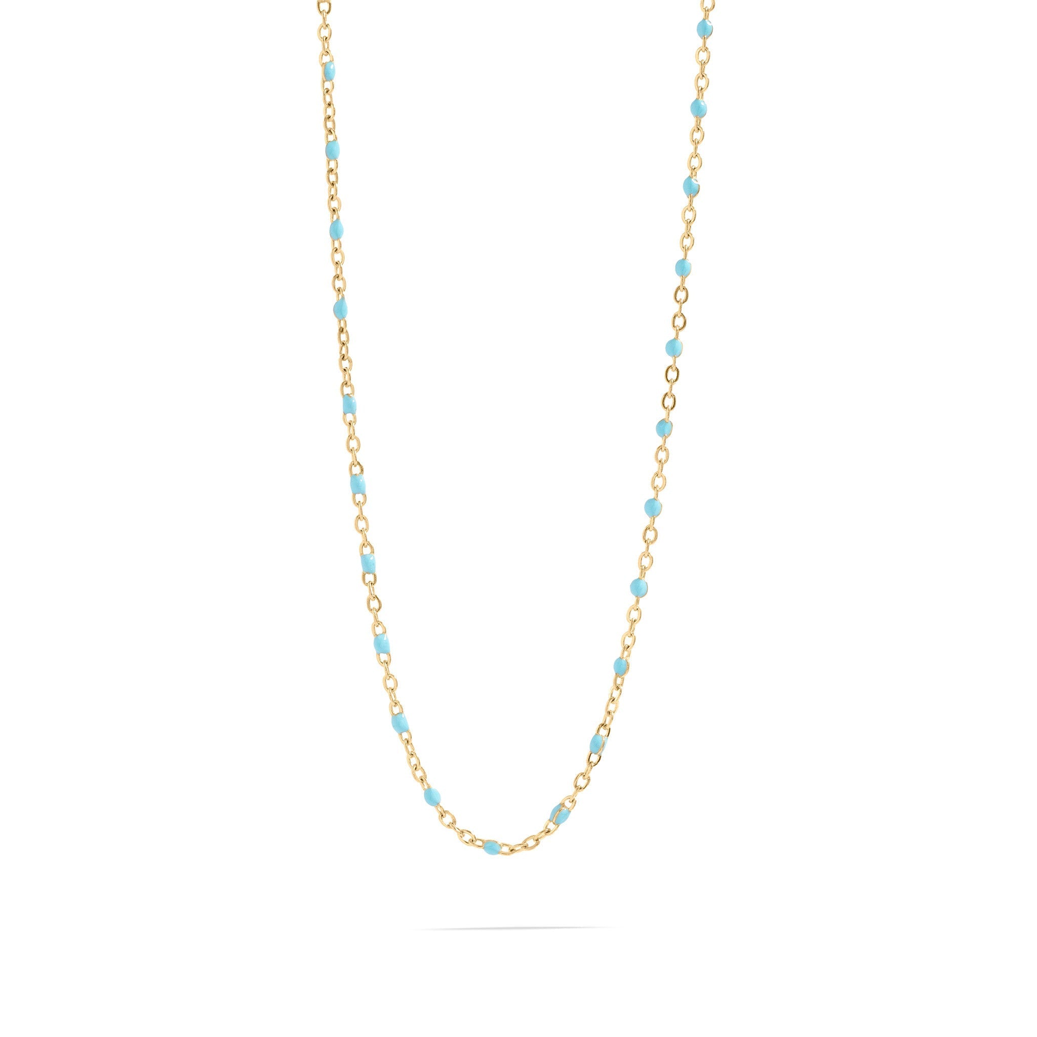 18K Gold Necklace – Turquoise Bead Chain | Boho Style Jewelry, Stainless Steel - Necklaces | Sunflower Soul Boutique