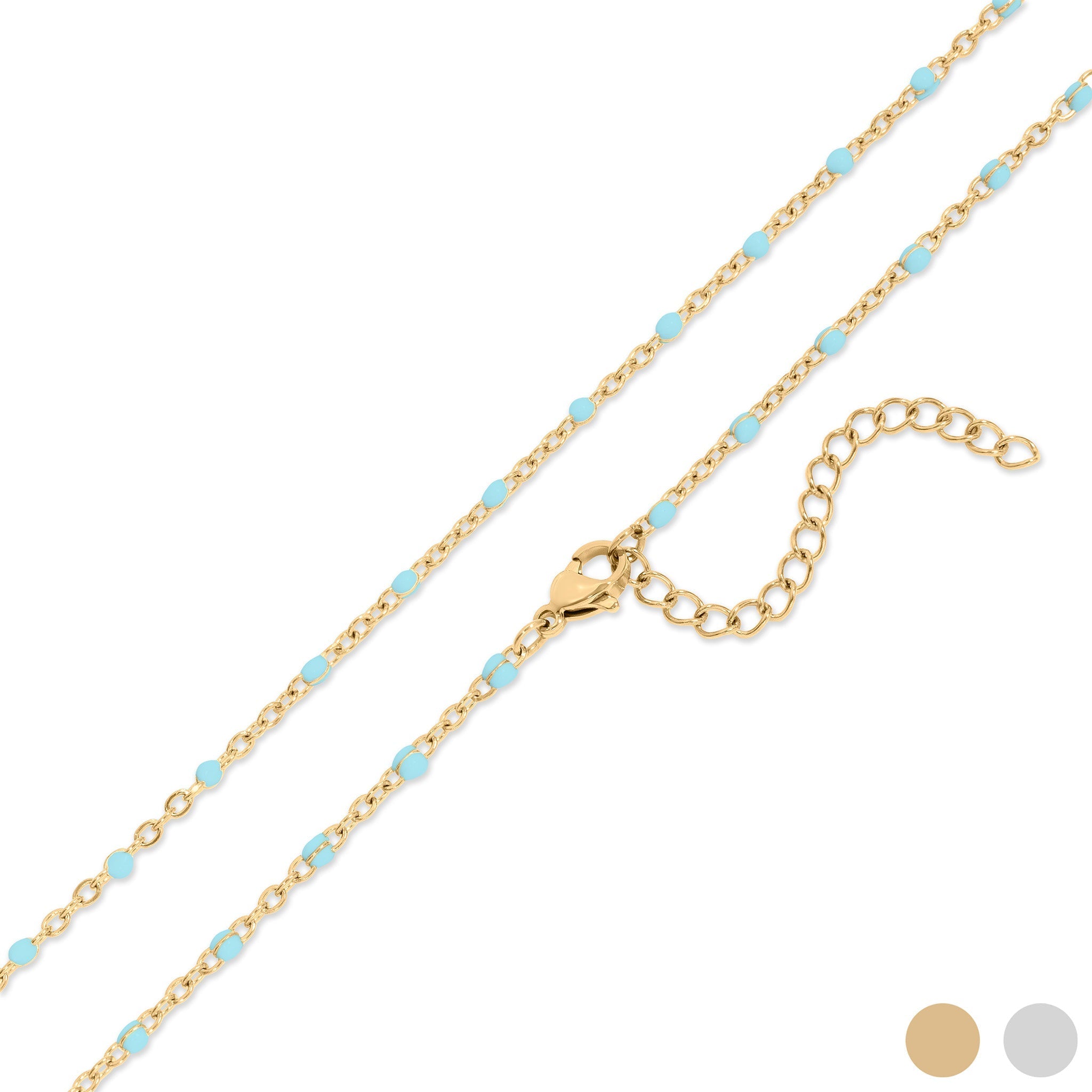 18K Gold Necklace – Turquoise Bead Chain | Boho Style Jewelry, Stainless Steel - Necklaces | Sunflower Soul Boutique