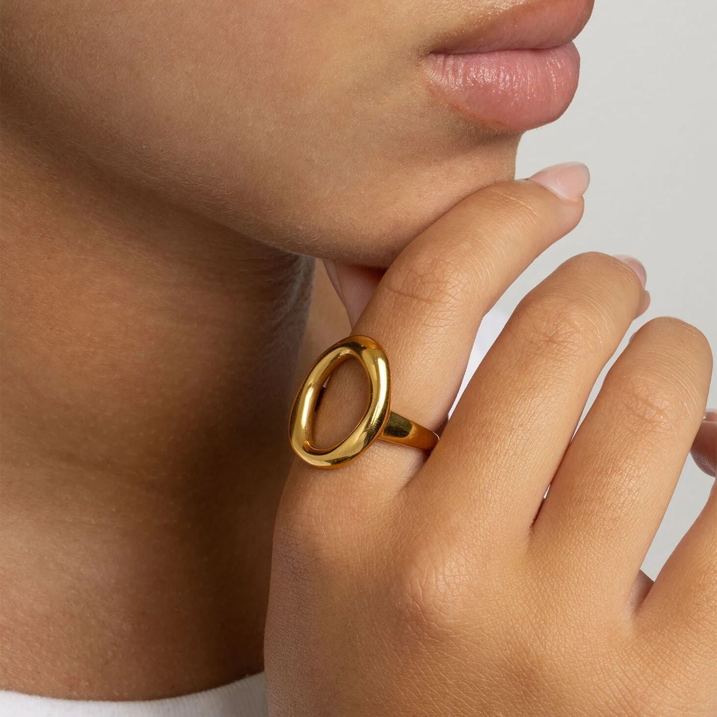 18K Gold Oval Ring – Durable Stainless Steel Jewelry With Comfort Fit Band - Rings | Sunflower Soul Boutique