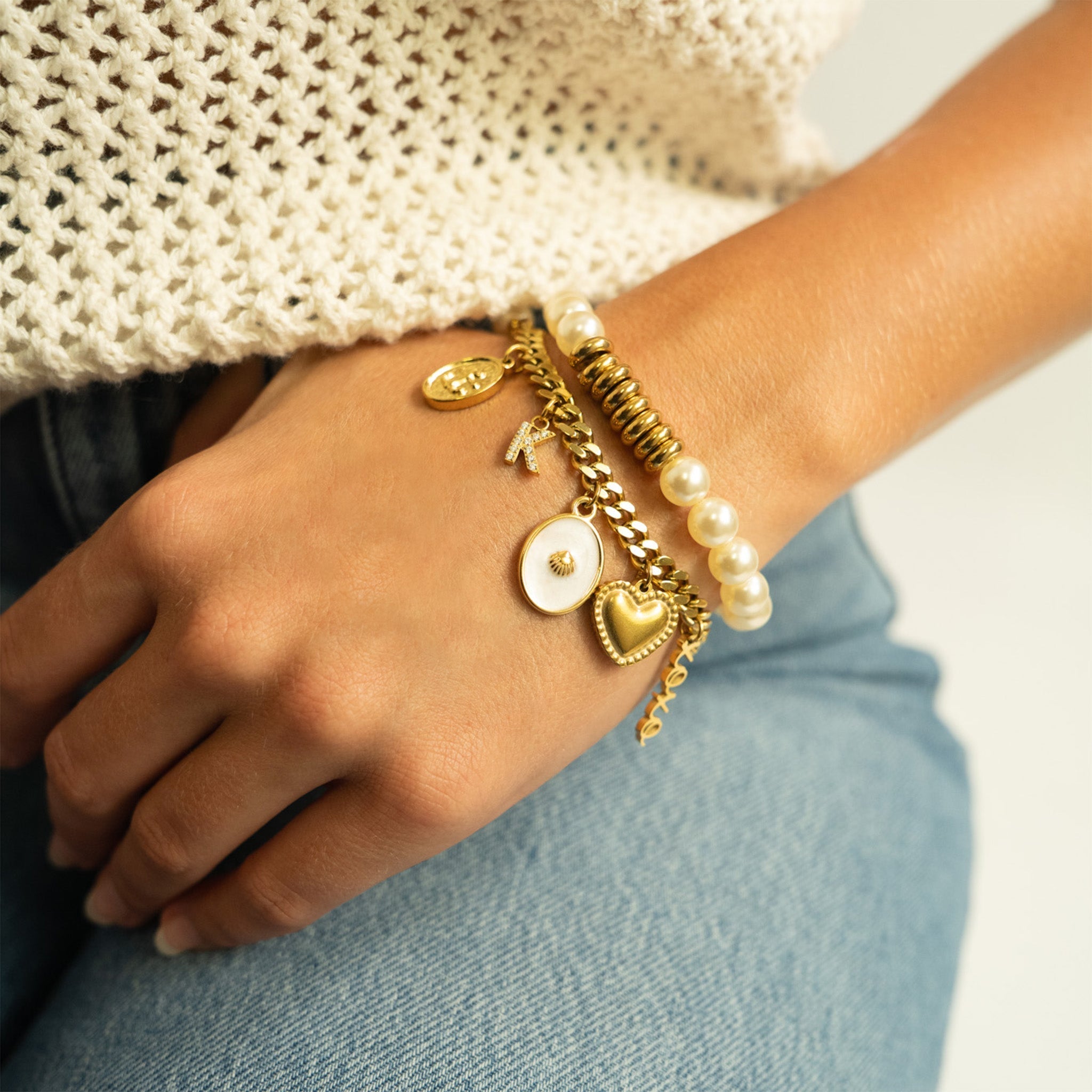 18K Gold Pearl Bracelet – 8mm Glass Pearl Jewelry | Tarnish Resistant Stretch - Bracelets | Sunflower Soul Boutique