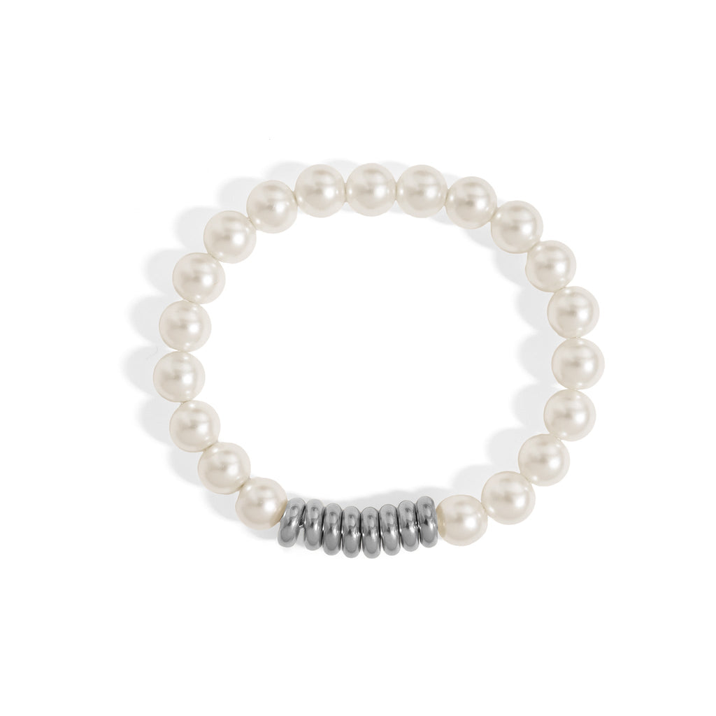 18K Gold Pearl Bracelet – 8mm Glass Pearl Jewelry | Tarnish Resistant Stretch - Bracelets | Sunflower Soul Boutique