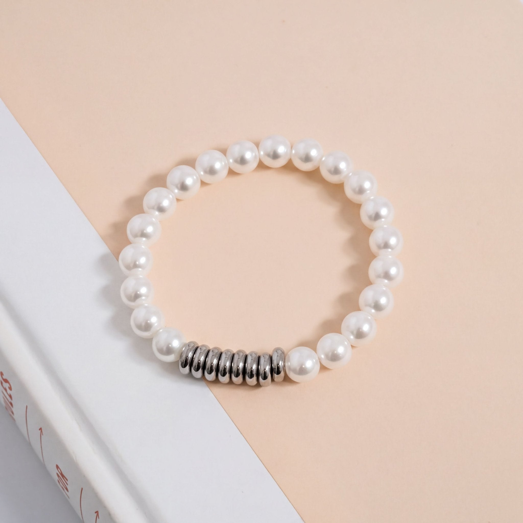 18K Gold Pearl Bracelet – 8mm Glass Pearl Jewelry | Tarnish Resistant Stretch - Bracelets | Sunflower Soul Boutique