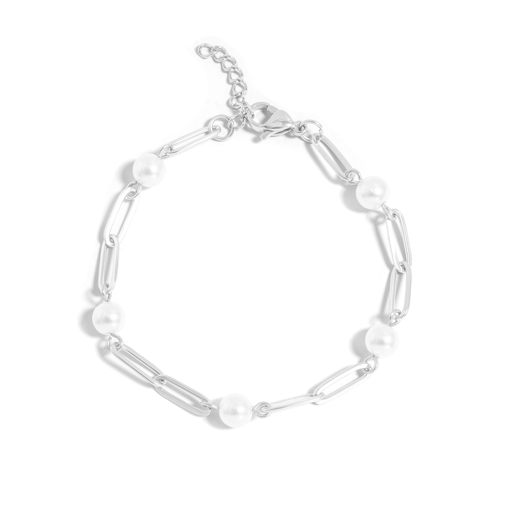 18K Gold Pearl Bracelet – Elegant Paperclip Chain | Hypoallergenic Jewelry - Bracelets | Sunflower Soul Boutique