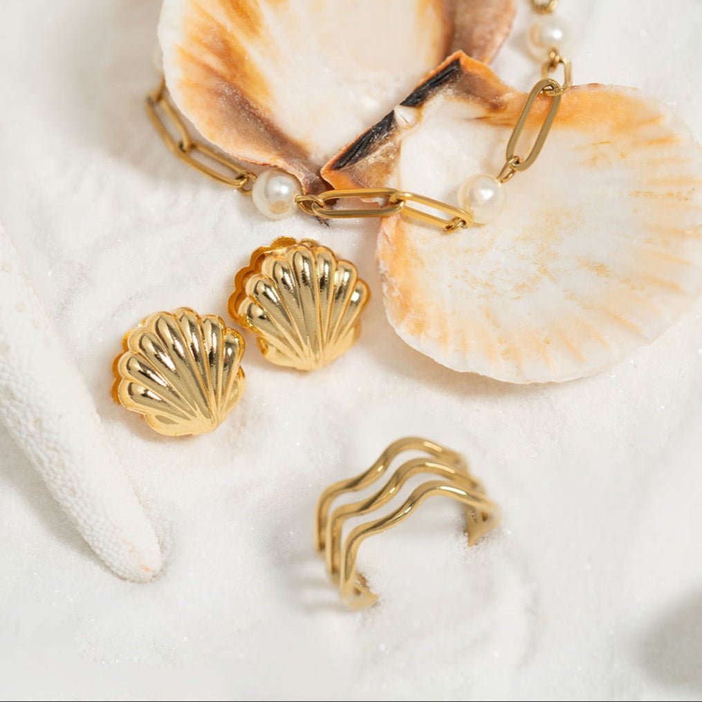 18K Gold Pearl Bracelet – Elegant Paperclip Chain | Hypoallergenic Jewelry - Bracelets | Sunflower Soul Boutique