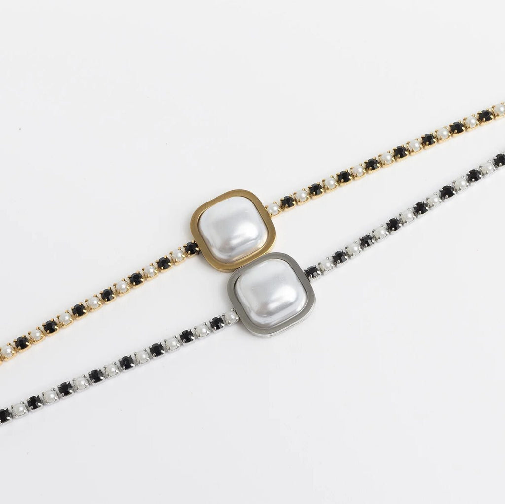 18K Gold Pearl Bracelet – Two Tone Stainless Steel Jewelry With Secure Clasp - Bracelets | Sunflower Soul Boutique