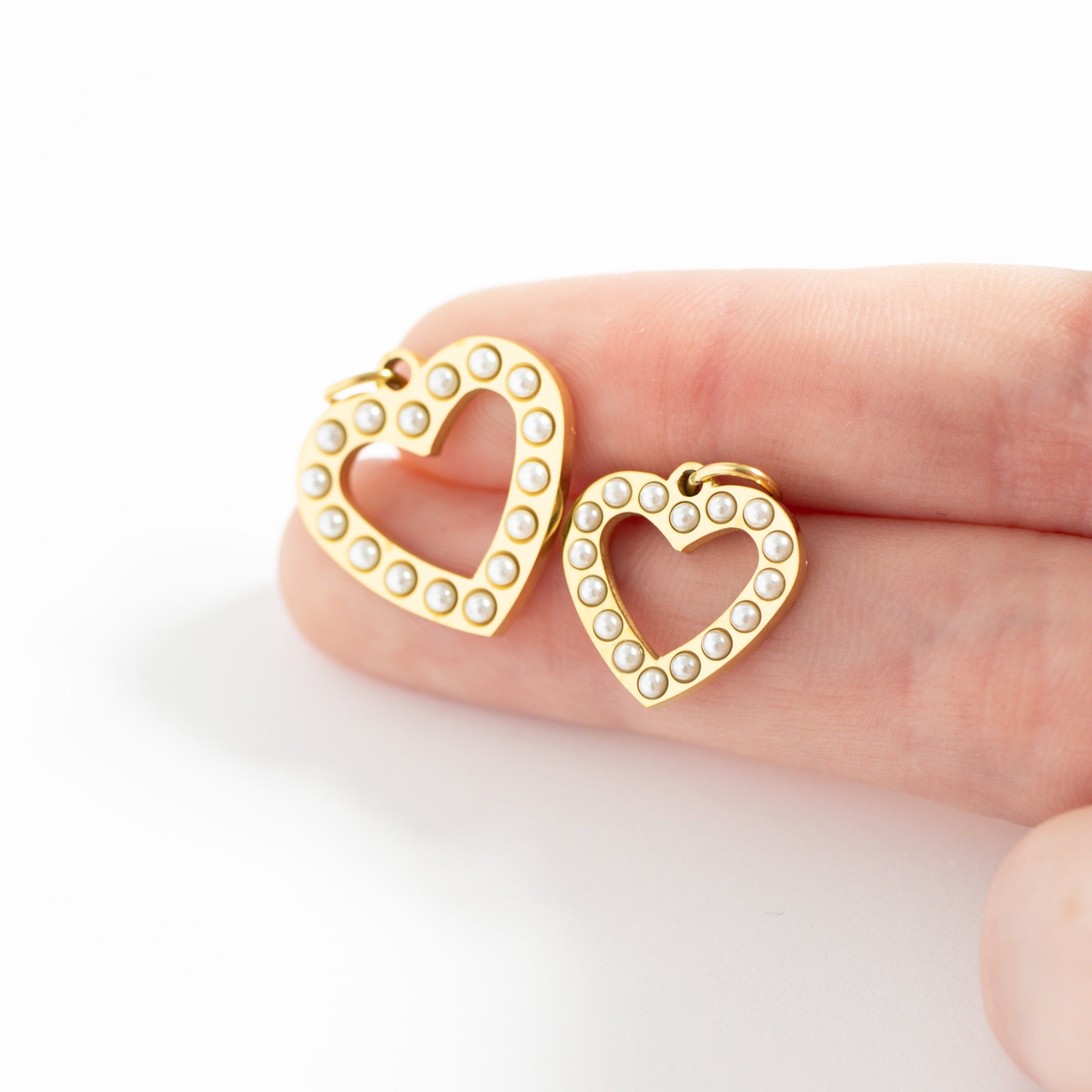 18K Gold Pearl Charm – Heart Shaped Stainless Steel Charm | PVD Coated Jewelry - charm | Sunflower Soul Boutique