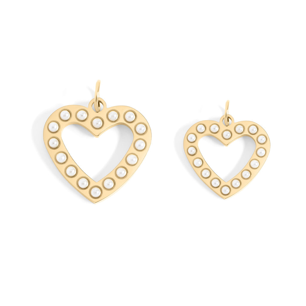 18K Gold Pearl Charm – Heart Shaped Stainless Steel Charm | PVD Coated Jewelry - charm | Sunflower Soul Boutique
