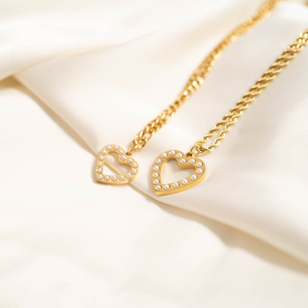 18K Gold Pearl Charm – Heart Shaped Stainless Steel Charm | PVD Coated Jewelry - charm | Sunflower Soul Boutique