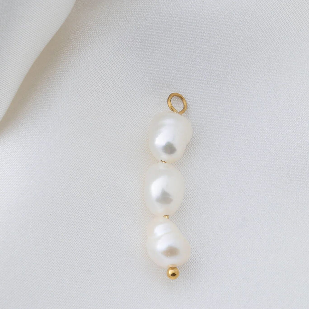 18K Gold Pearl Charm – Tarnish Resistant Stainless Steel Triple Pearl Pendant - Charms | Sunflower Soul Boutique