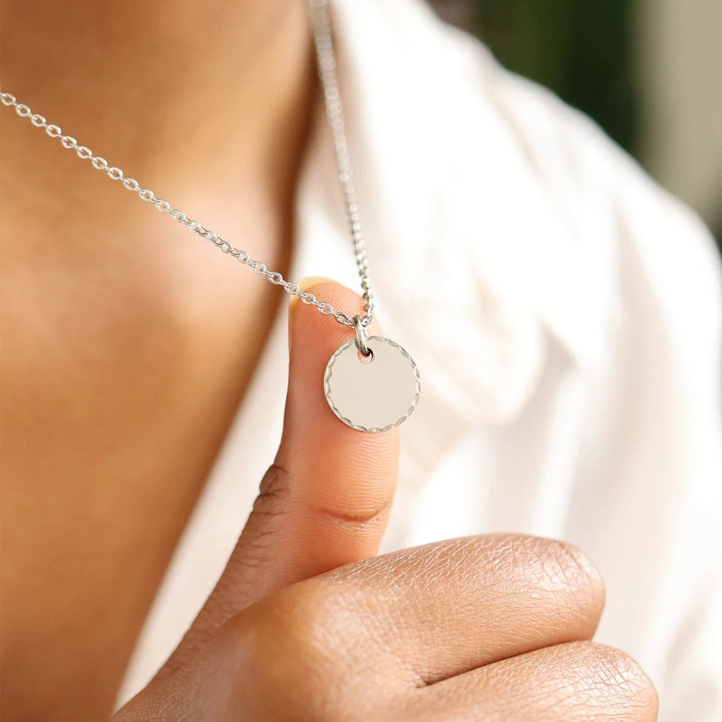 18K Gold Pendant - Durable Round Stainless Steel Pendant With Grooved Design - Pendants | Sunflower Soul Boutique