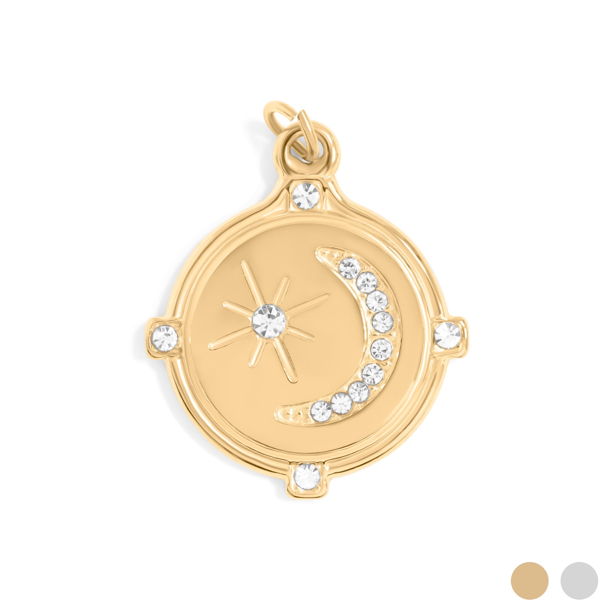18K Gold Pendant – Moon And Star Charm | Celestial Layering Jewelry - charm | Sunflower Soul Boutique