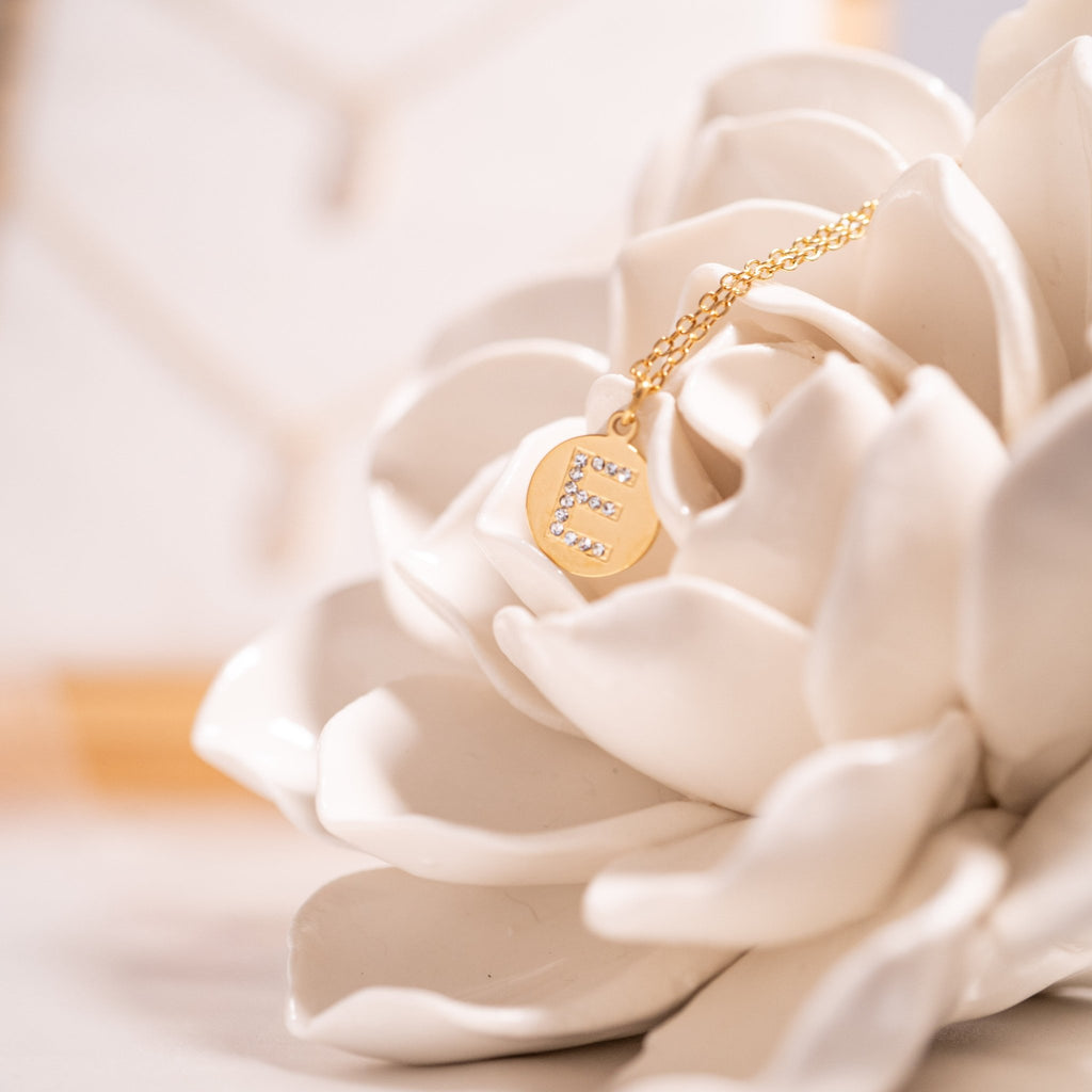 18K Gold Pendant Necklace – Personalized Initial Pendant With Sparkling CZ Stone - Necklaces | Sunflower Soul Boutique
