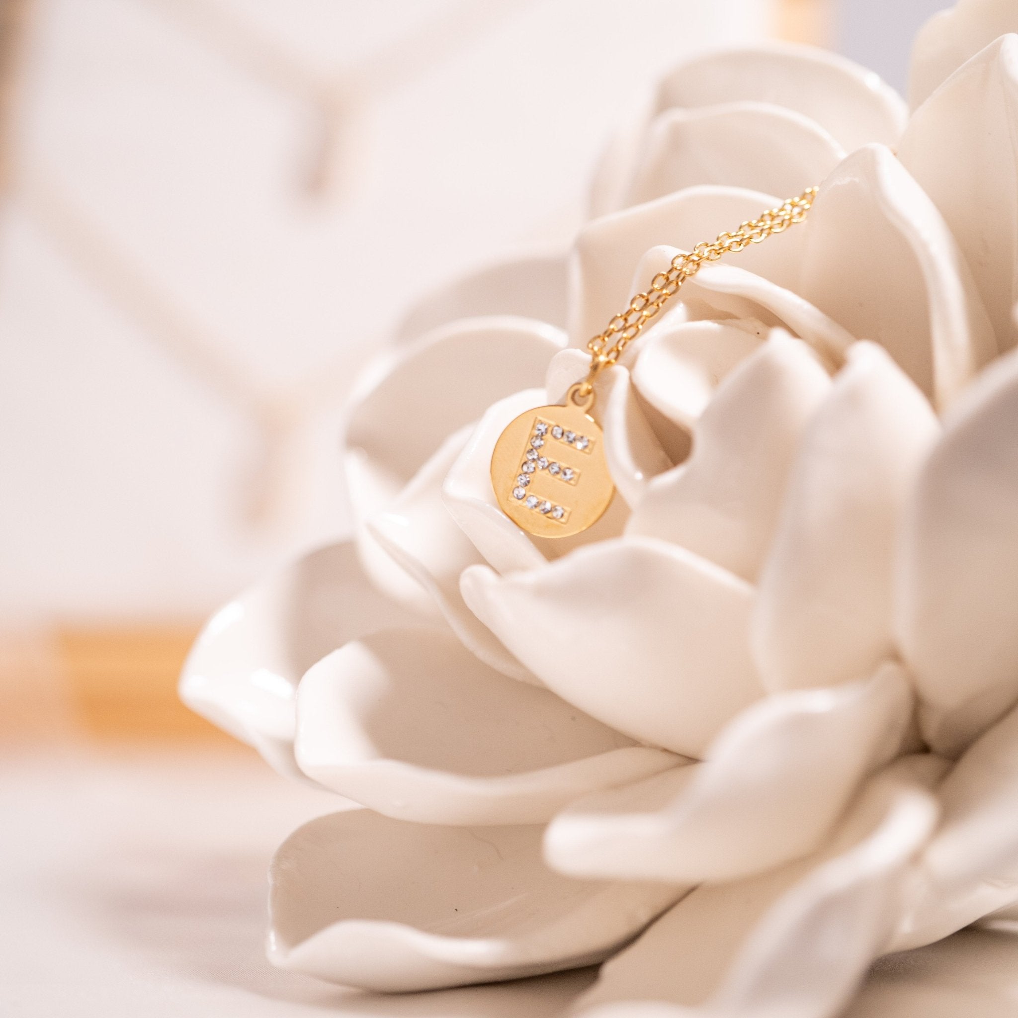 18K Gold Pendant Necklace – Personalized Initial Pendant With Sparkling CZ Stone - Necklaces | Sunflower Soul Boutique