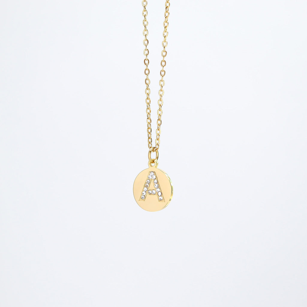 18K Gold Pendant Necklace – Personalized Initial Pendant With Sparkling CZ Stone - Necklaces | Sunflower Soul Boutique