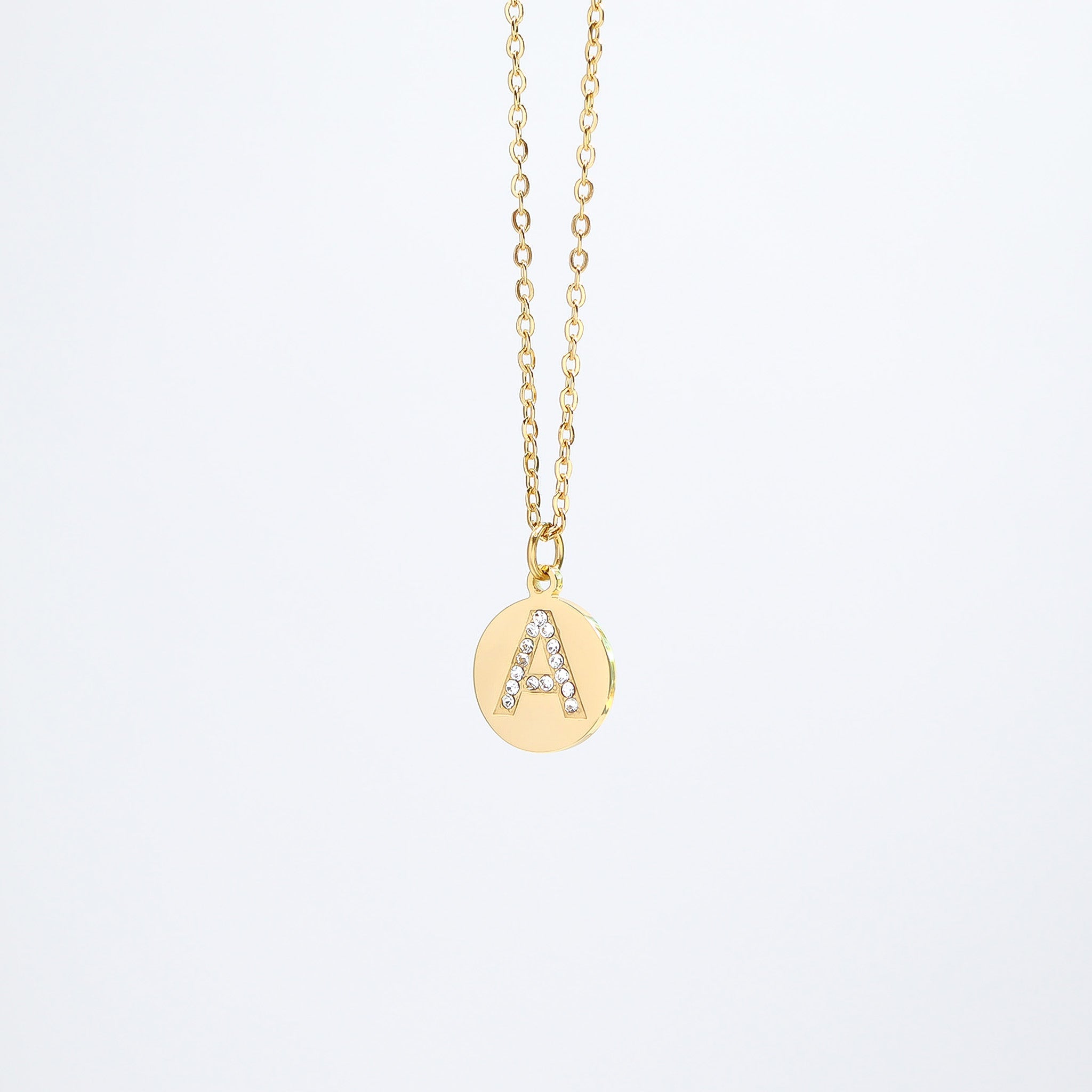 18K Gold Pendant Necklace – Personalized Initial Pendant With Sparkling CZ Stone - Necklaces | Sunflower Soul Boutique