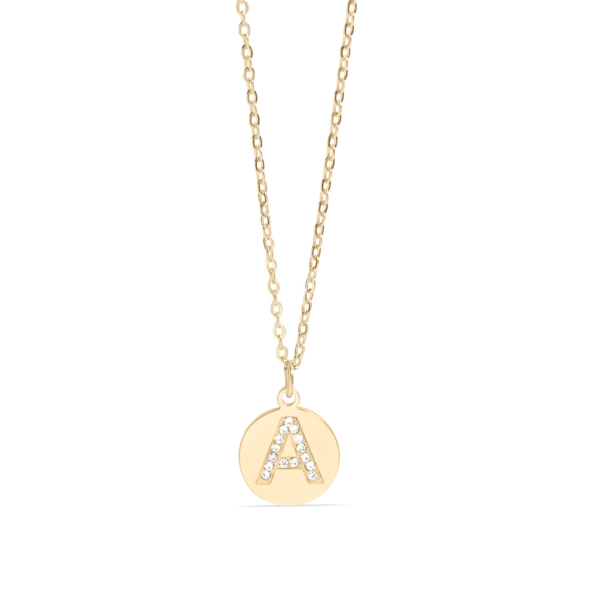 18K Gold Pendant Necklace – Personalized Initial Pendant With Sparkling CZ Stone - Necklaces | Sunflower Soul Boutique