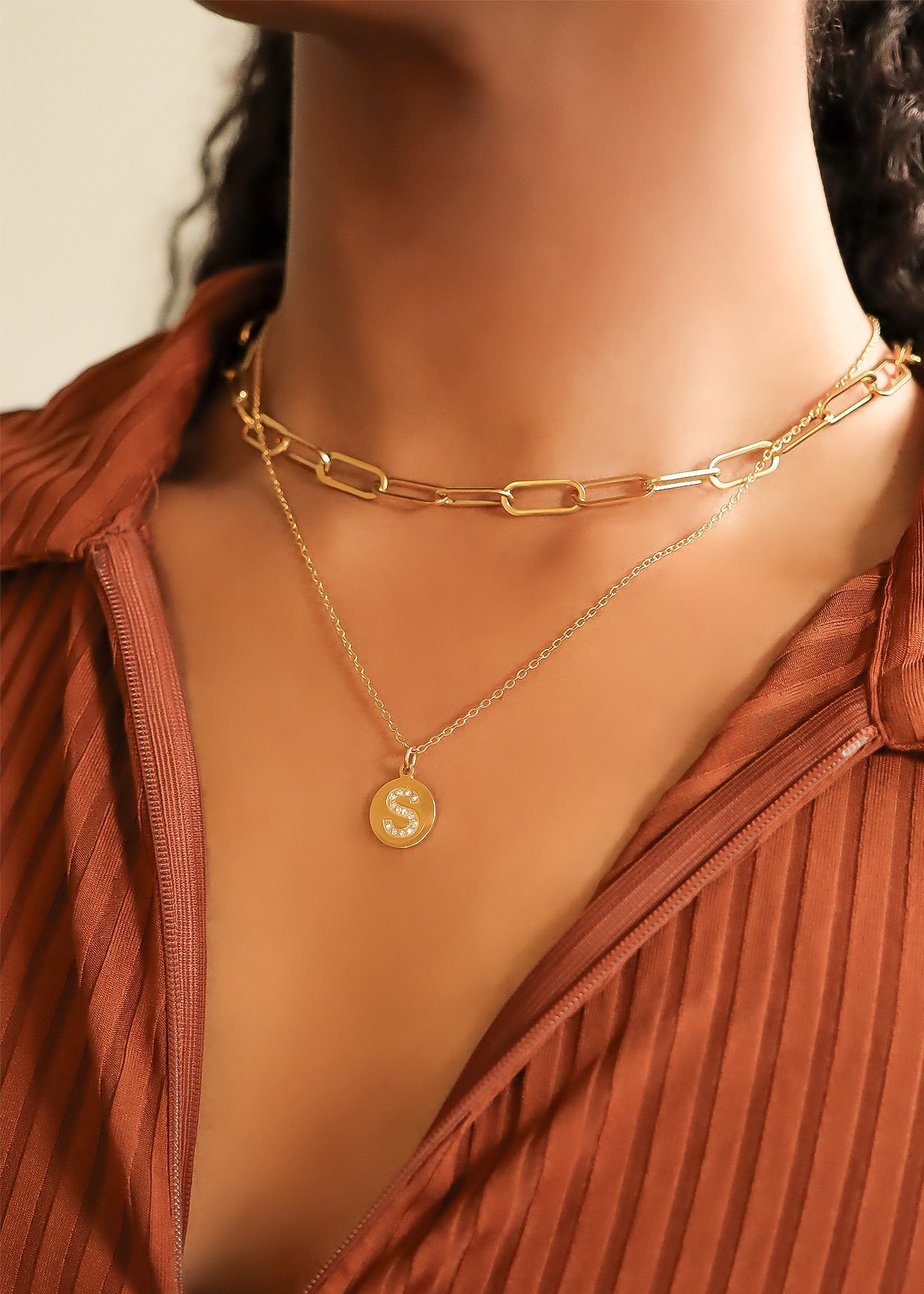 18K Gold Pendant Necklace – Personalized Initial Pendant With Sparkling CZ Stone - Necklaces | Sunflower Soul Boutique