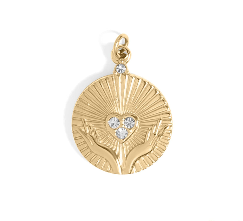 18K Gold Pendant – Open Hands Charm | Hypoallergenic Surgical Steel Jewelry - charm | Sunflower Soul Boutique
