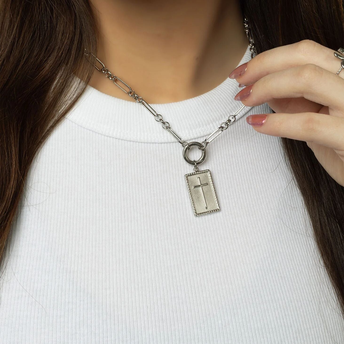 18K Gold Pendant – Square Cross Charm | Hypoallergenic Stainless Steel Jewelry - Pendants | Sunflower Soul Boutique