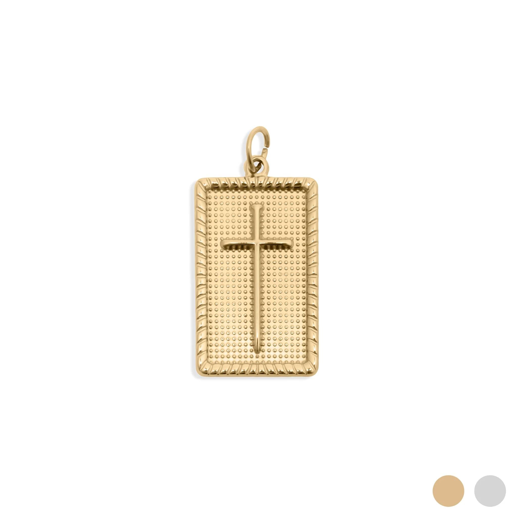18K Gold Pendant – Square Cross Charm | Hypoallergenic Stainless Steel Jewelry - Pendants | Sunflower Soul Boutique