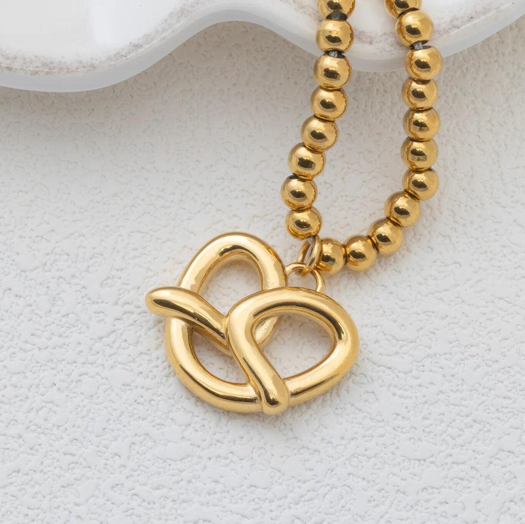 18K Gold Pretzel Charm – Polished Gold Finish Stainless Steel Charm with Jump Ring - Charms | Sunflower Soul Boutique