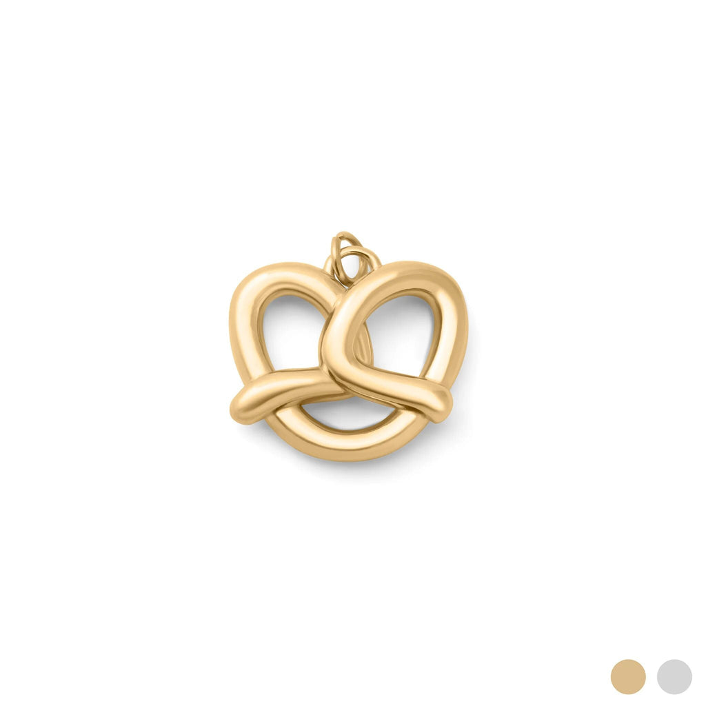 18K Gold Pretzel Charm – Polished Gold Finish Stainless Steel Charm with Jump Ring - Charms | Sunflower Soul Boutique
