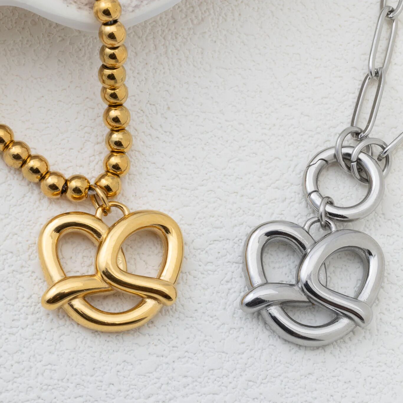 18K Gold Pretzel Charm – Polished Gold Finish Stainless Steel Charm with Jump Ring - Charms | Sunflower Soul Boutique