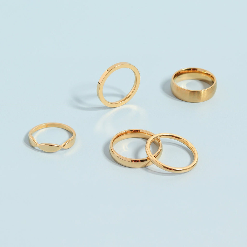 18K Gold PVD Ring – Hypoallergenic Stainless Steel Brushed Matte Band - Rings | Sunflower Soul Boutique