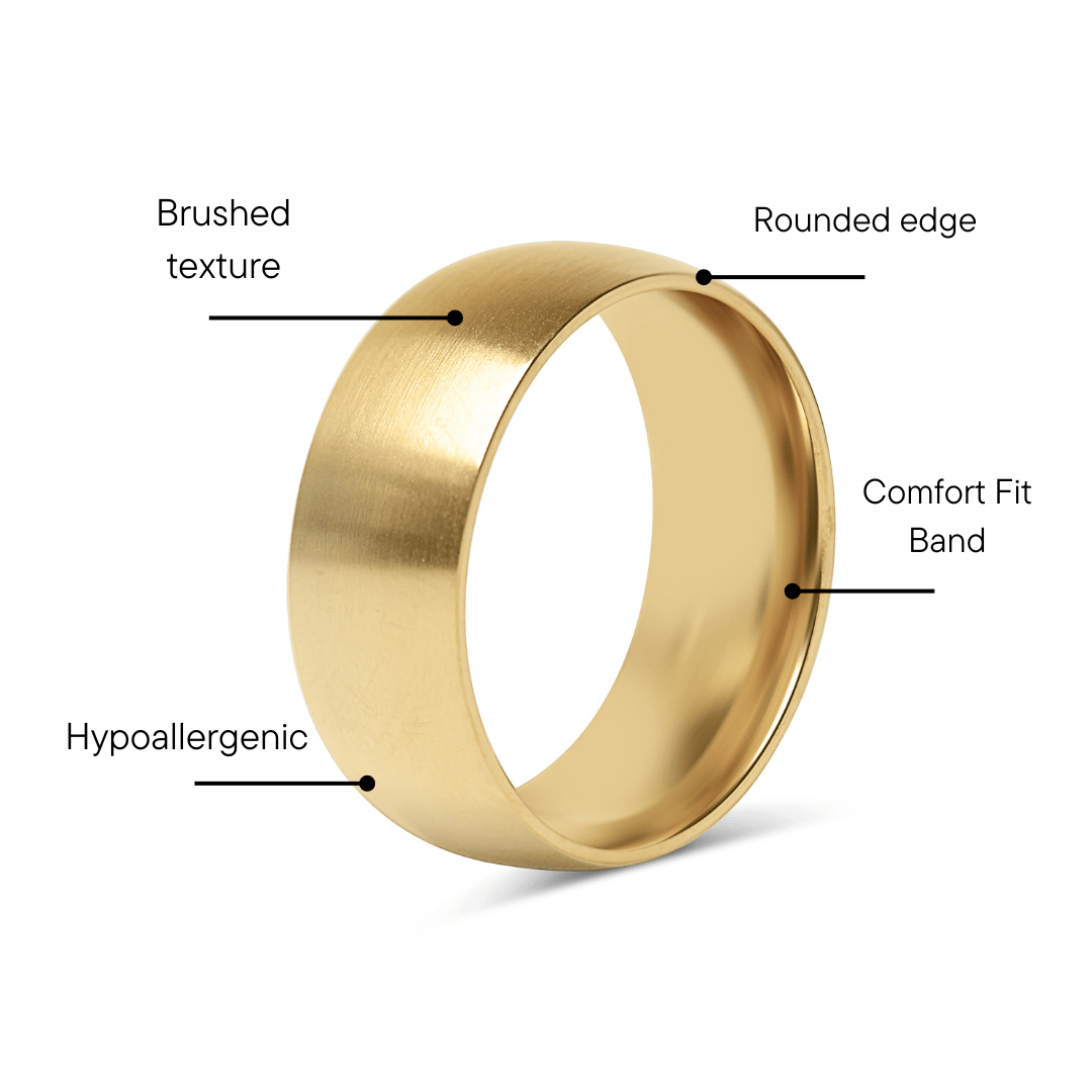 18K Gold PVD Ring – Hypoallergenic Stainless Steel Brushed Matte Band - Rings | Sunflower Soul Boutique