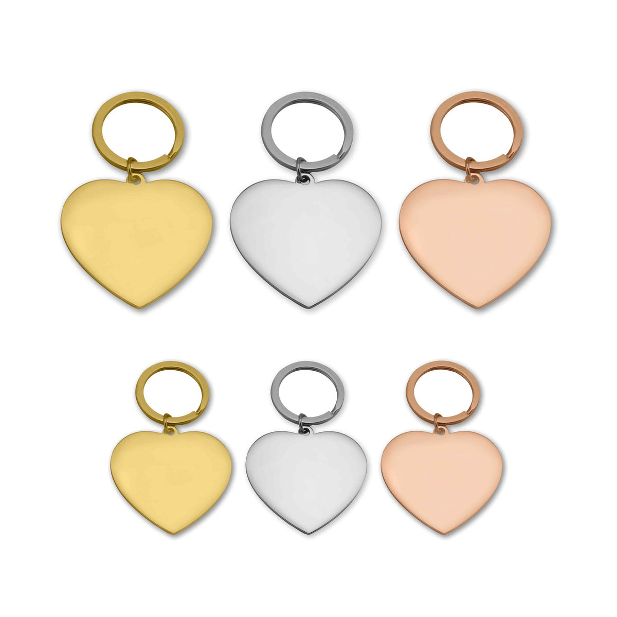 18K Gold PVD Stainless Steel Engravable Heart Keychain