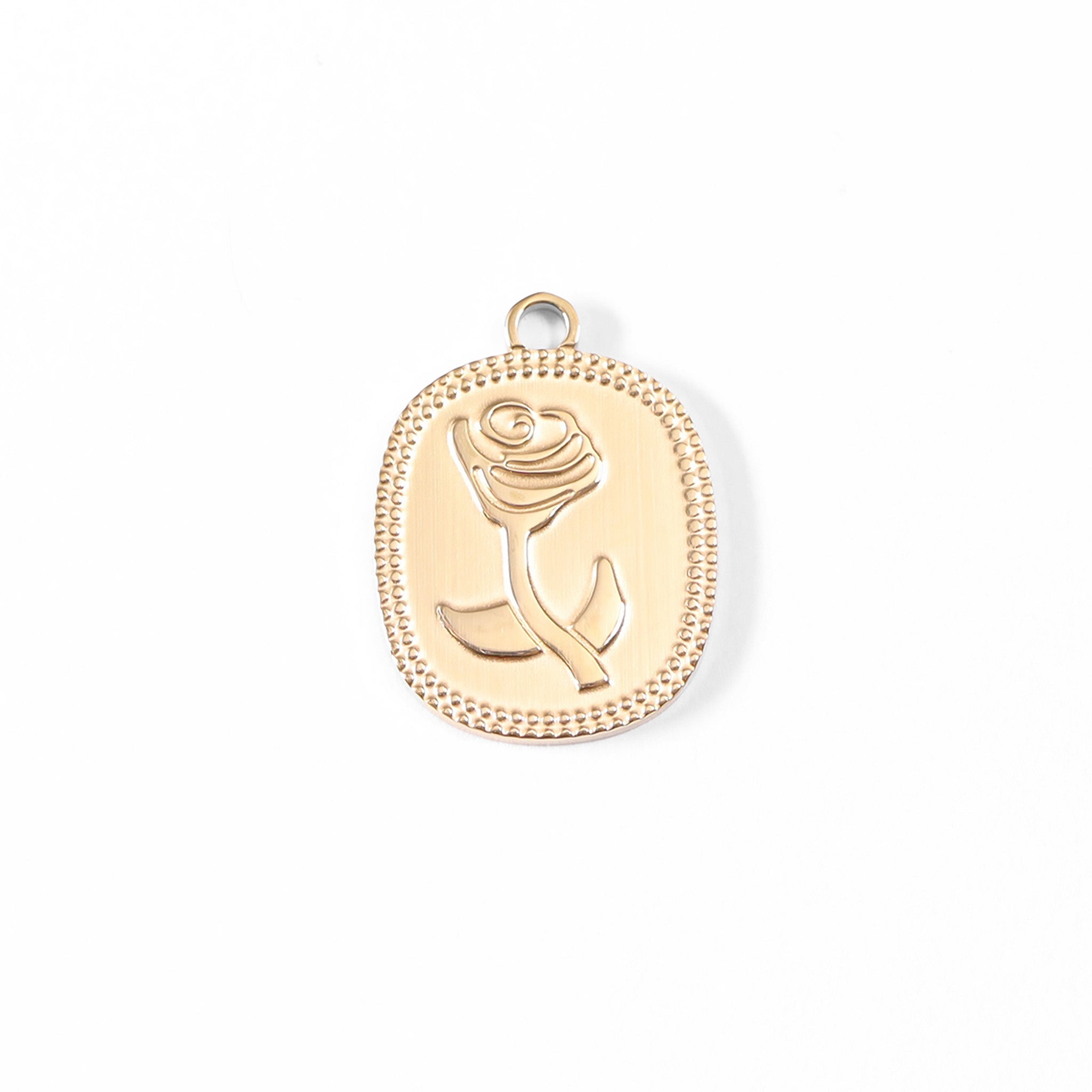 18K Gold Rose Charm – Waterproof Stainless Steel Charm Necklace Accent Pendant - charm | Sunflower Soul Boutique