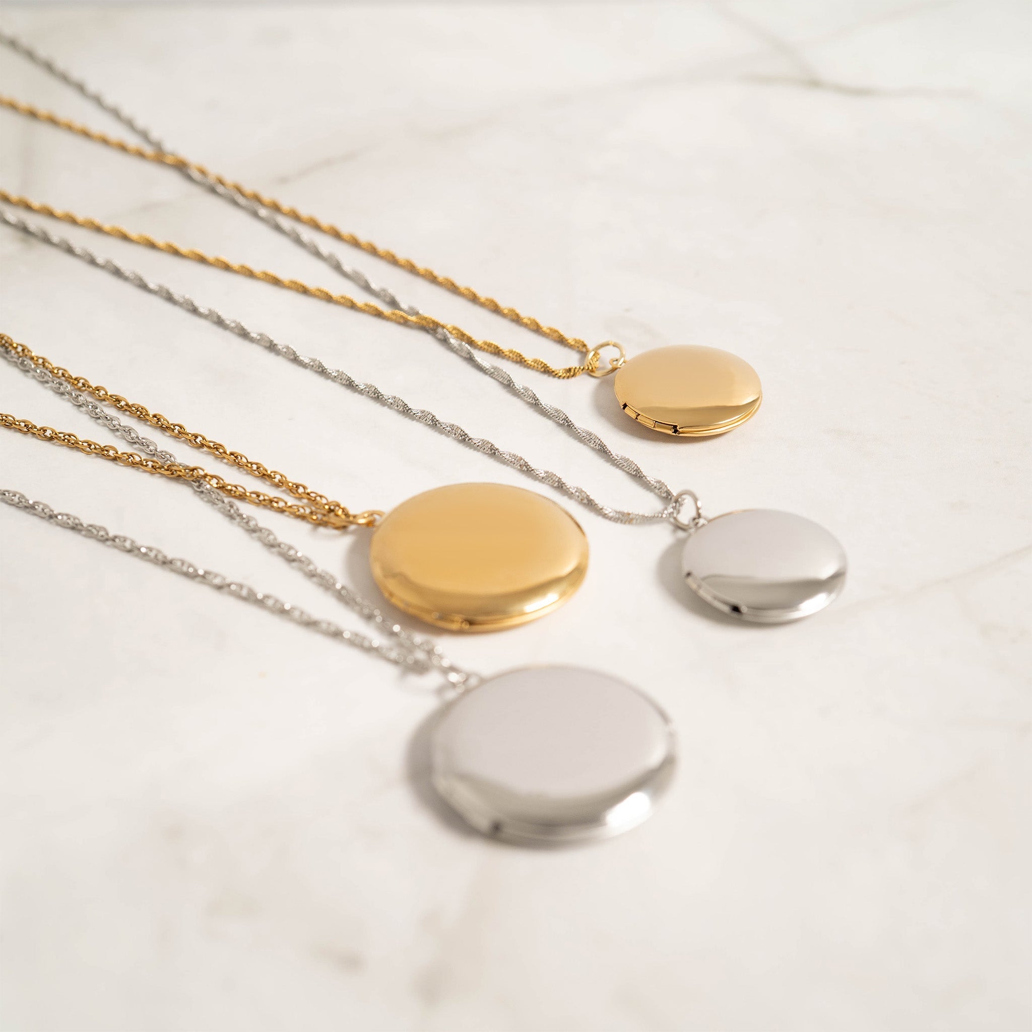 18K Gold Round Locket – Personalized Engraved Photo Pendant | Waterproof Keepsake - charm | Sunflower Soul Boutique