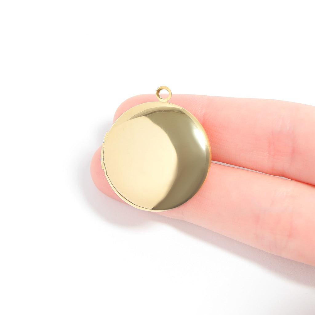 18K Gold Round Locket – Personalized Engraved Photo Pendant | Waterproof Keepsake - charm | Sunflower Soul Boutique