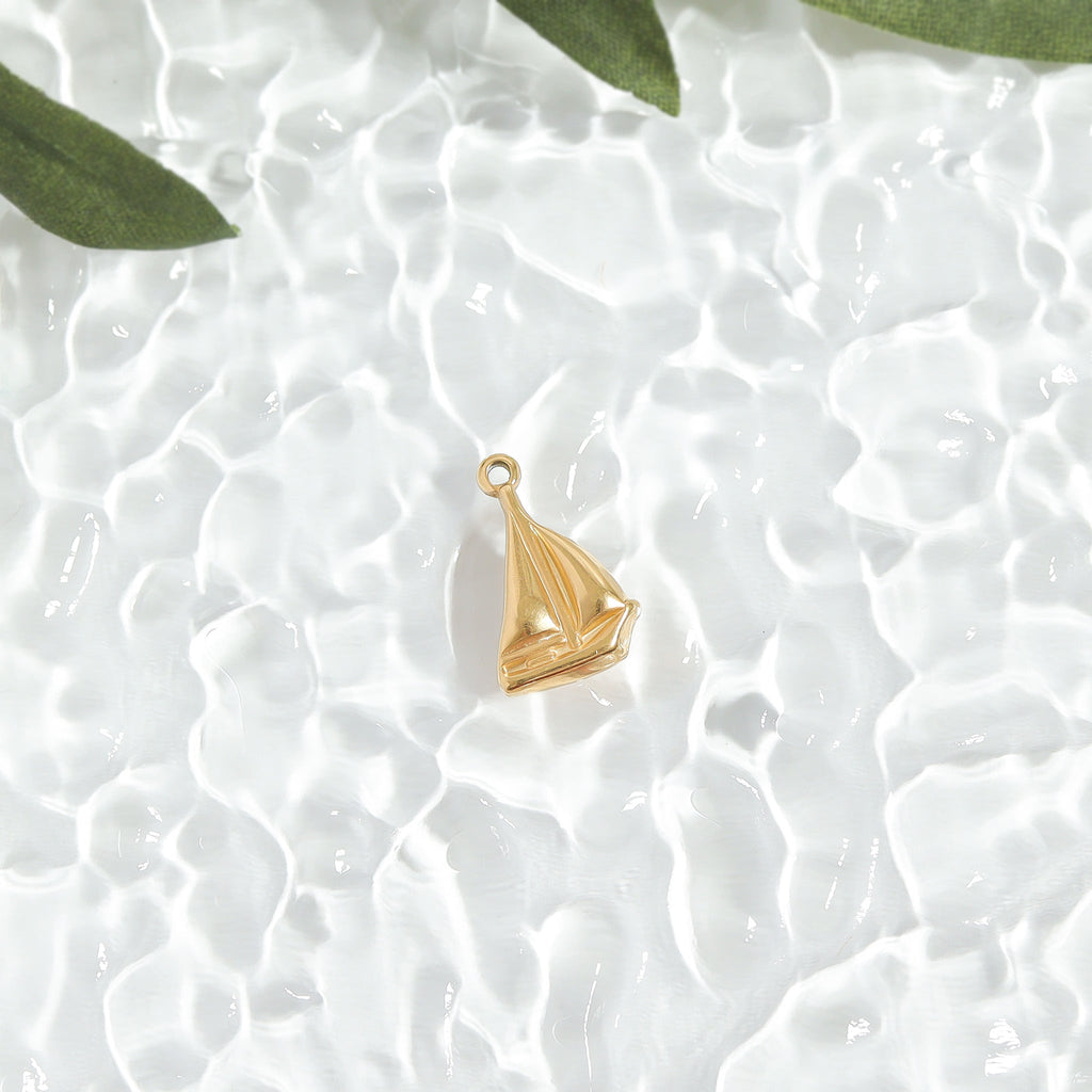 18k Gold Sailboat Charm – Durable Gold Plated Nautical Jewelry Pendant - charm | Sunflower Soul Boutique