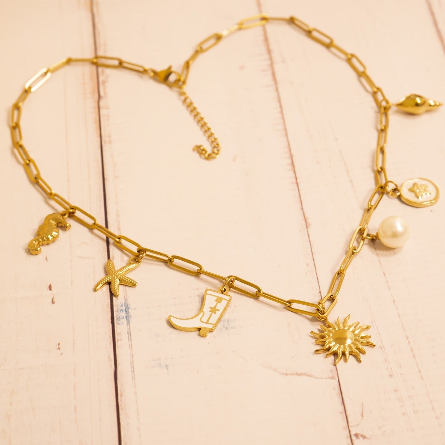 18K Gold Seahorse Charm – Hypoallergenic Stainless Steel Non Tarnish Pendant - charm | Sunflower Soul Boutique