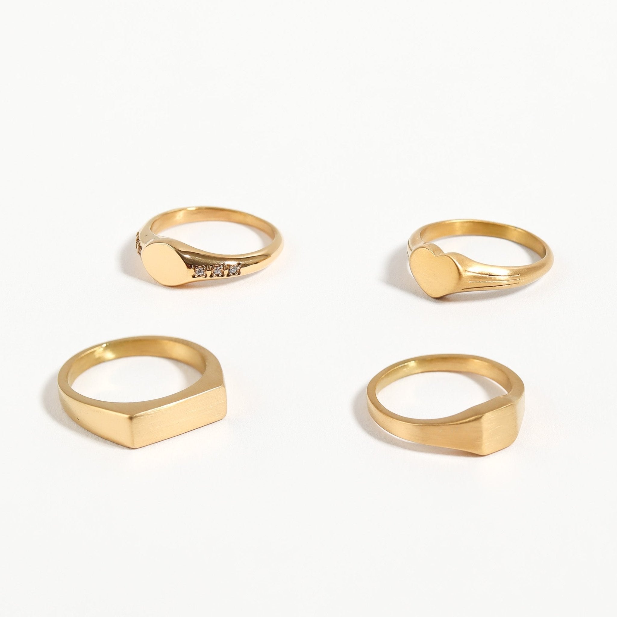 18K Gold Signet Ring – Engraved Heart Shaped Waterproof Durable Gold Stainless Steel - Ring | Sunflower Soul Boutique