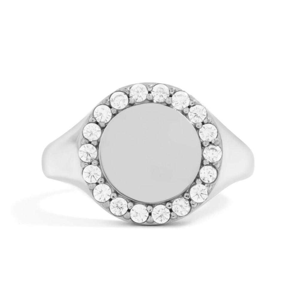 18K Gold Signet Ring – Personalized Engraved Stainless Steel Ring with Stones - Rings | Sunflower Soul Boutique