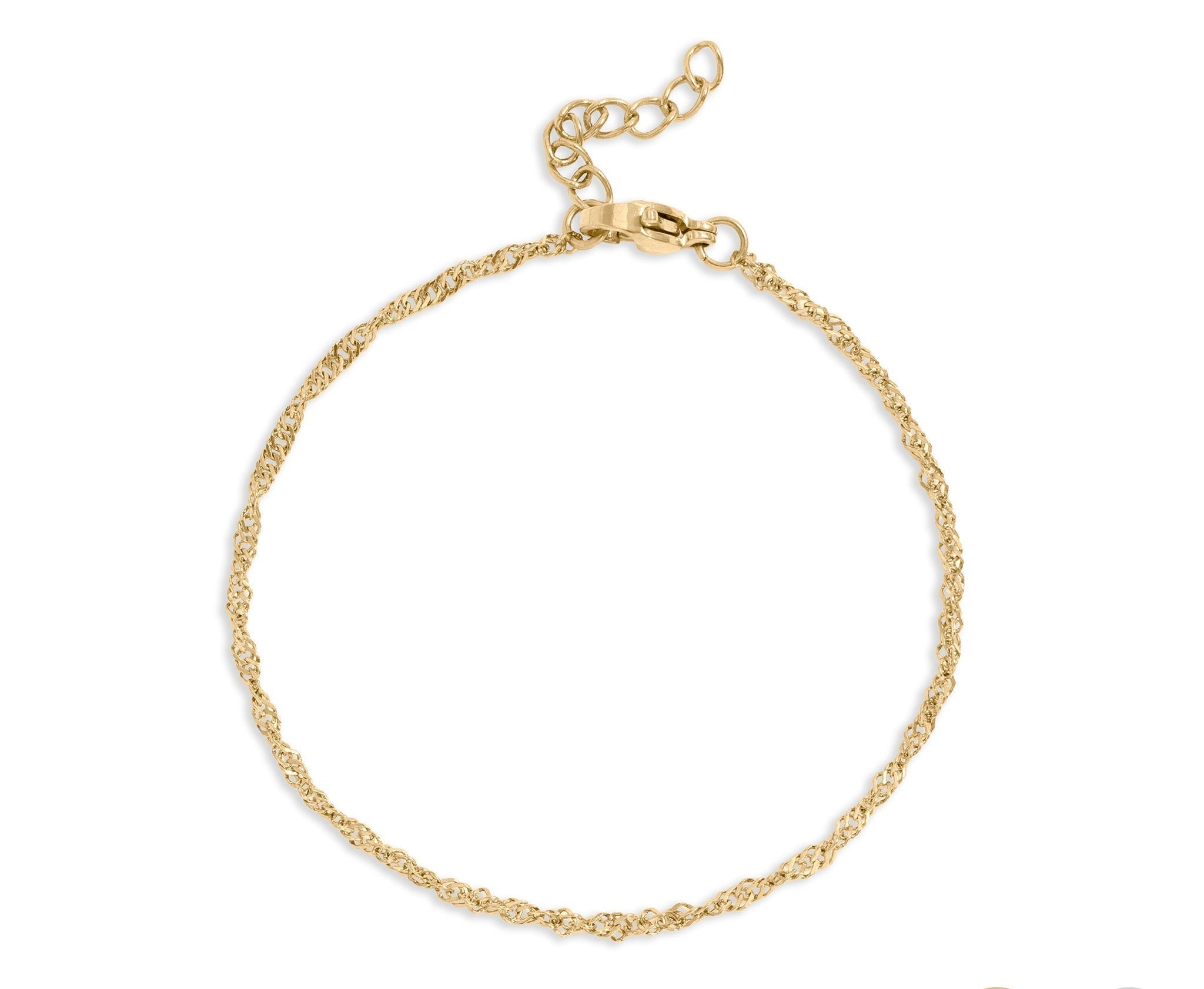 18K Gold Singapore Bracelet – Lightweight Rope Style Chain, Hypoallergenic Jewelry - Bracelets | Sunflower Soul Boutique