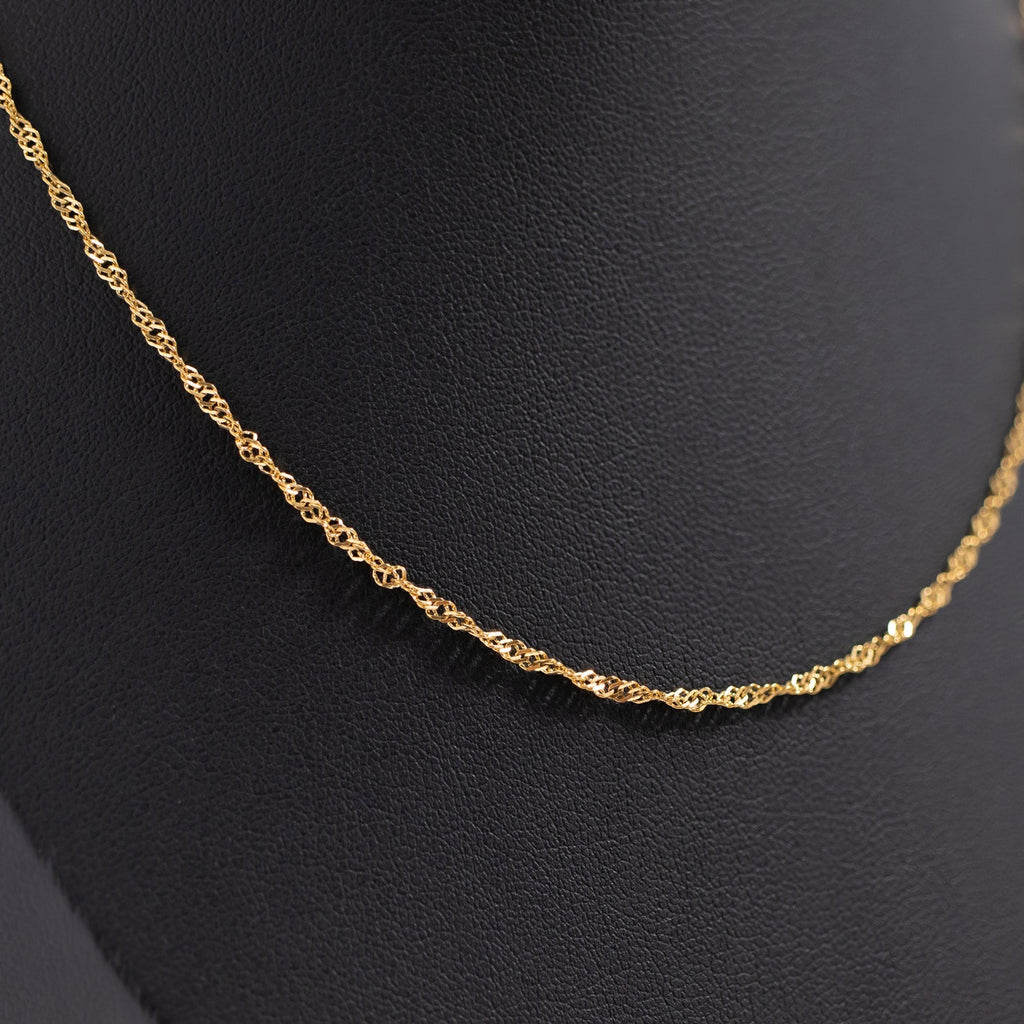 18K Gold Singapore Chain – Twisted Diamond Cut Stainless Steel Necklace - Necklaces | Sunflower Soul Boutique