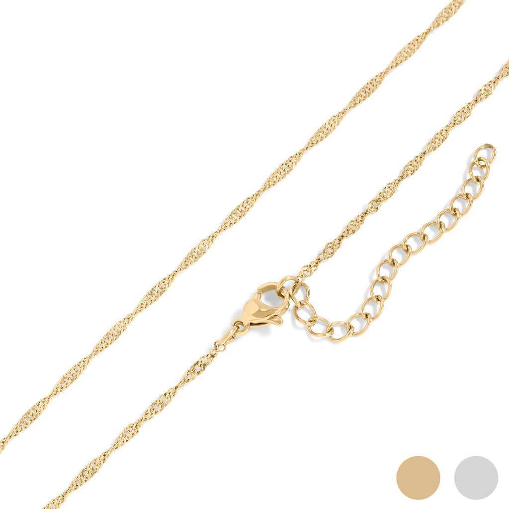18K Gold Singapore Chain – Twisted Diamond Cut Stainless Steel Necklace - Necklaces | Sunflower Soul Boutique