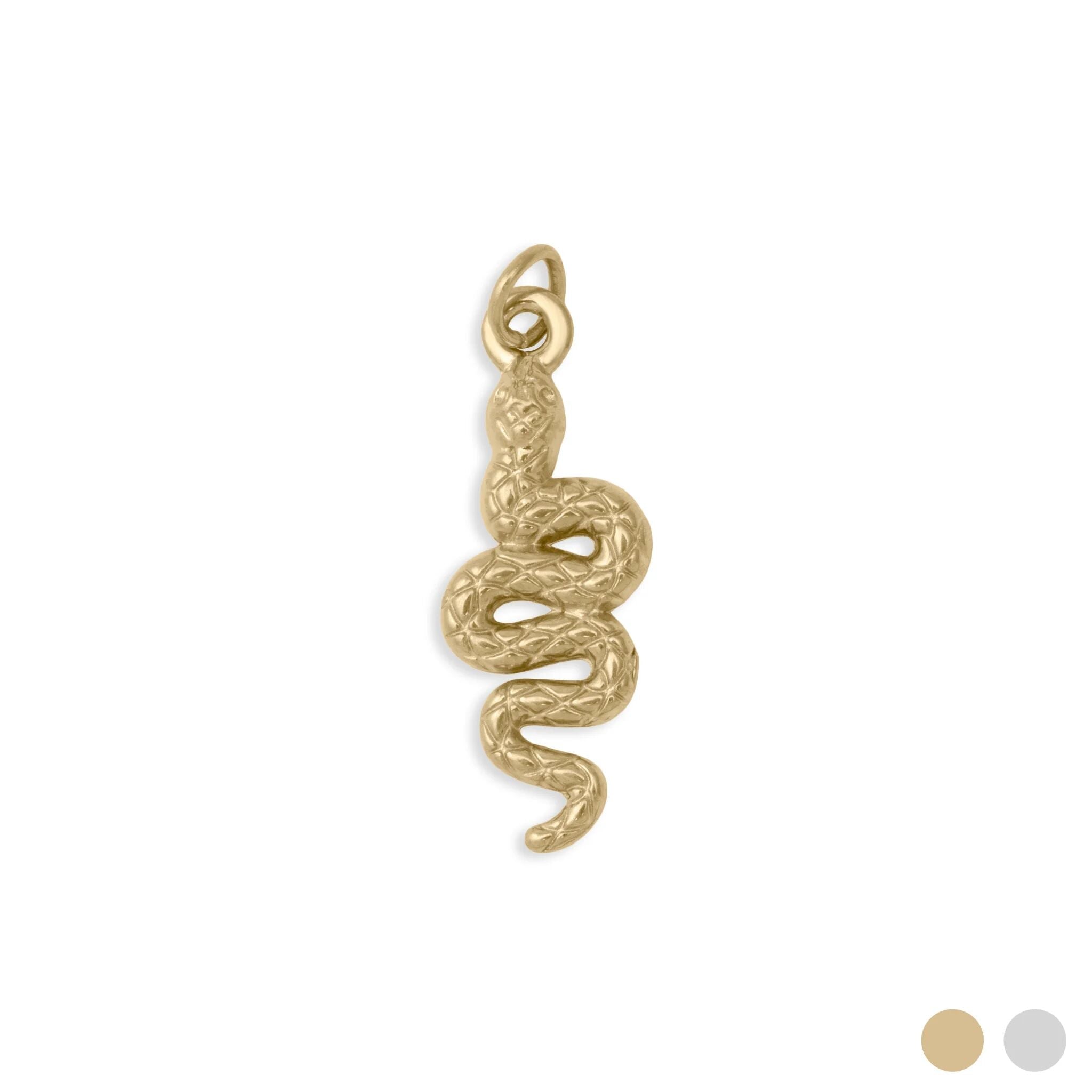 18K Gold Snake Charm – Tarnish Resistant Stainless Steel Charm With Etched Scales - Charms | Sunflower Soul Boutique