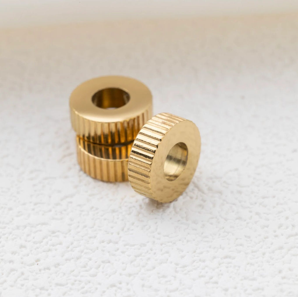18K Gold Spacer Bead – Fluted Design, Scratch Resistant, Hypoallergenic Spacer - Charms | Sunflower Soul Boutique