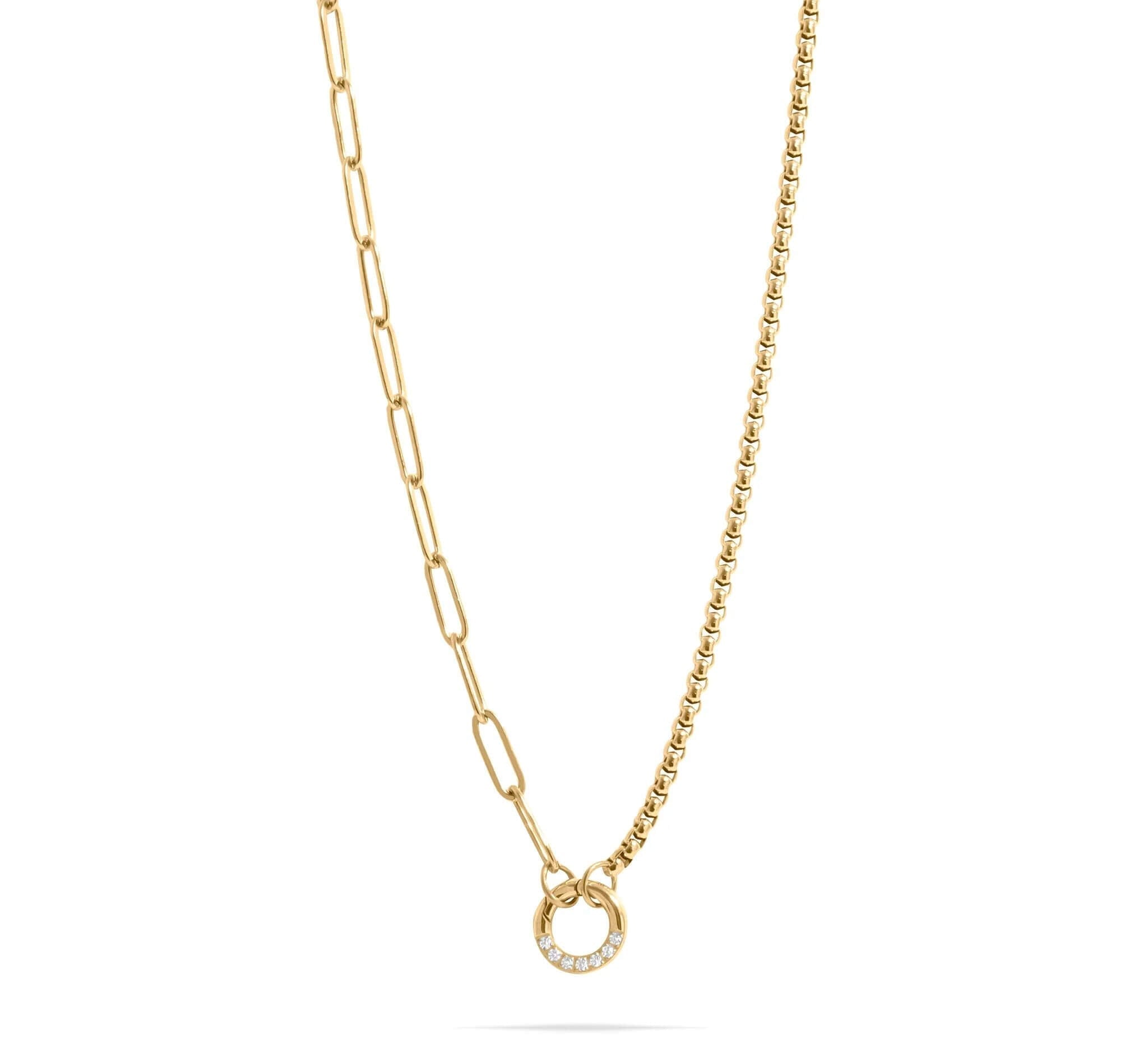 18K Gold Split Chain Necklace – Durable Stainless Steel Stone Charm Holder - Necklaces | Sunflower Soul Boutique