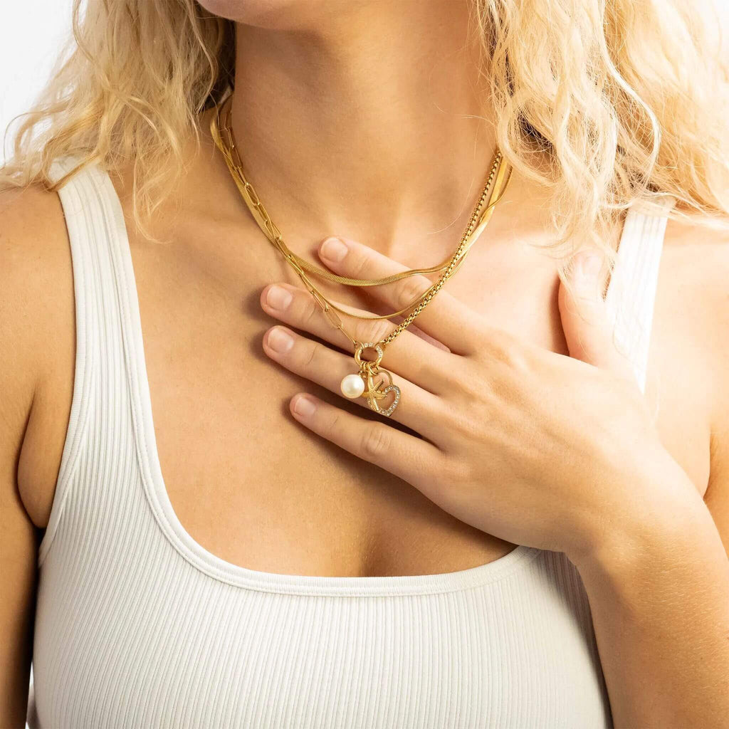 18K Gold Split Chain Necklace – Durable Stainless Steel Stone Charm Holder - Necklaces | Sunflower Soul Boutique