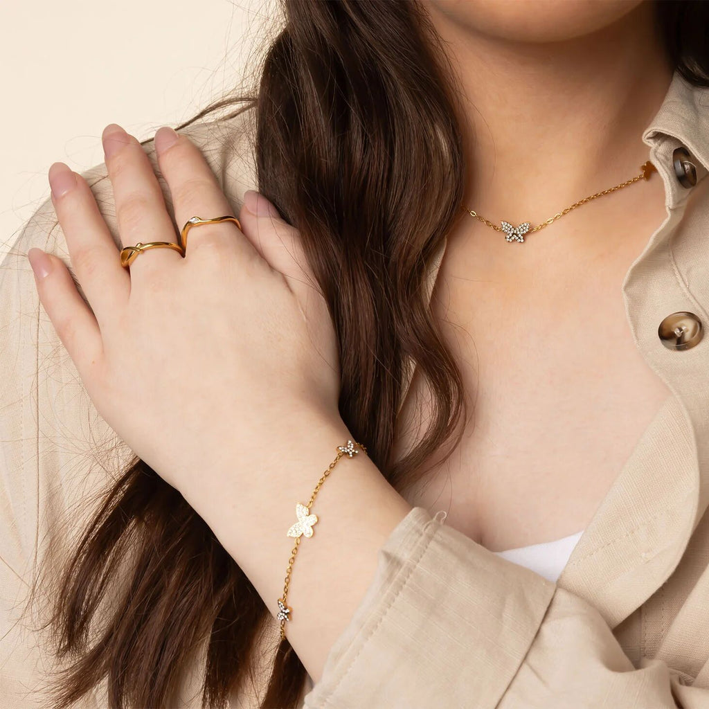 18K Gold Stacking Ring – Durable Stainless Steel | Abstract Stone Accent, Hypoallergenic - Rings | Sunflower Soul Boutique