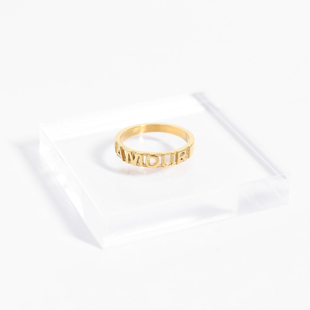 18K Gold Stacking Ring – Hypoallergenic Stainless Steel Love Symbol Jewelry - Ring | Sunflower Soul Boutique