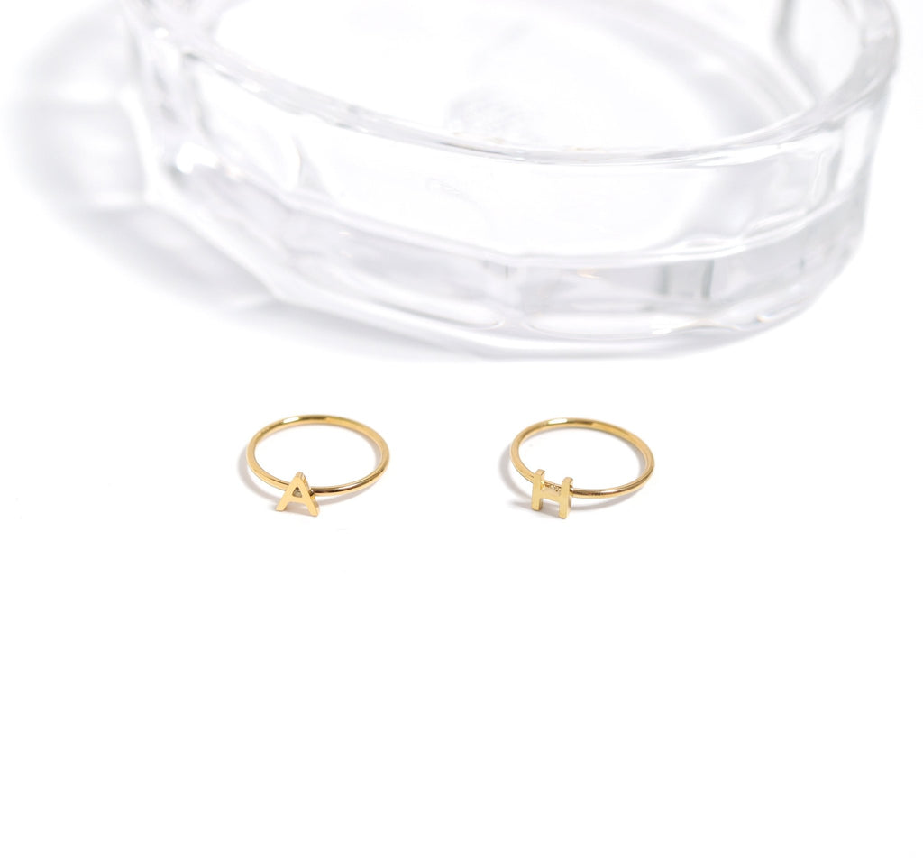 18k Gold Stacking Ring – Personalized Initial Stacking Rings in Durable 316L Steel - Rings | Sunflower Soul Boutique